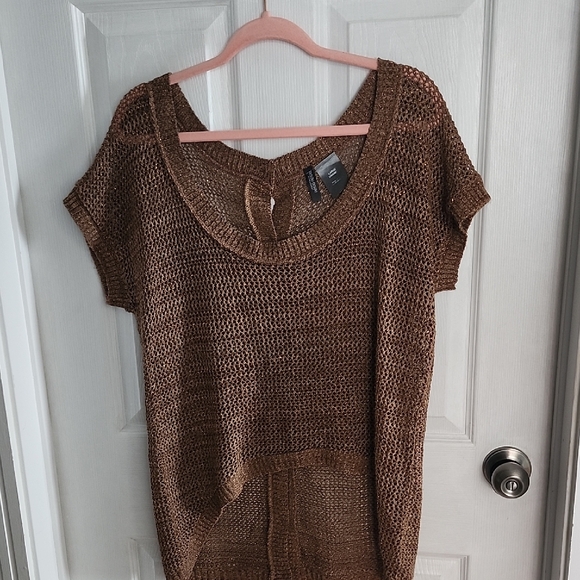 Boho Knit Top Size Large Highlow Hem Coastal Vibe Lightweight Beachy - Picture 2 of 6